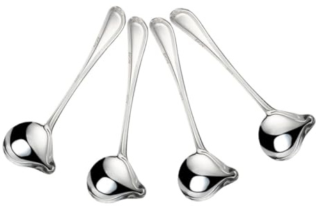 Ciieeo 4 Piezas Cucharas de Salsa Pequeñas Inoxidable Juego de Cucharones con Mango y Vertedor Cucharones para Servir Salsa y Cocina y Restaurantes