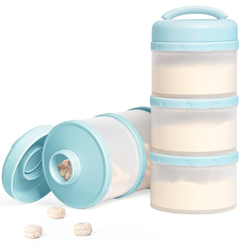 Termichy Dosificador de leche en polvo para bebé, apilable, caja de almacenamiento de leche en polvo, 2 unidades (azul claro)