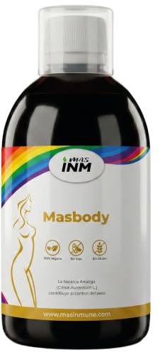 MASBODY Jarabe detox adelgazante 500 ml – Quemagrasas potente con L-Carnitina, Té verde, Cola de caballo y vitaminas B – Drenante diurético natural para eliminar líquidos y grasa – Masinmune