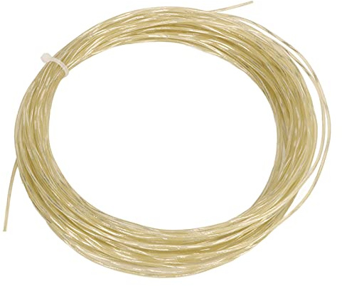 Qalvona Corda per Racchette da Tennis 12,2m, Nylon Elastico 1,30mm con Filo in Titanio, Corda di Ricambio Resistente - Alta Elasticità, Usura e Impatto, per Uso Sportivo (Beige)
