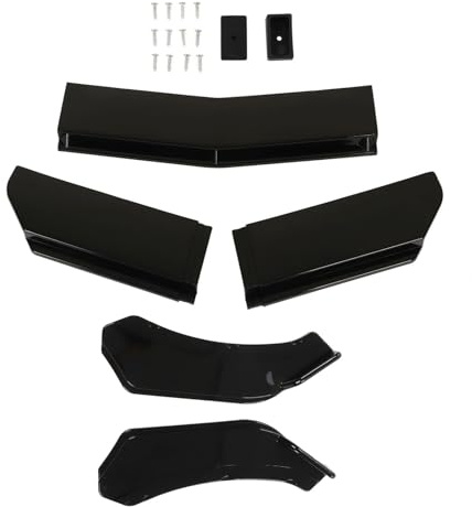 5 uds. de divisor de parachoques delantero, alerón de labio, kit de carrocería difusor de parachoques universal para automóvil, labio delantero ajustable de 110–140 cm de plástico (Negro brillante)