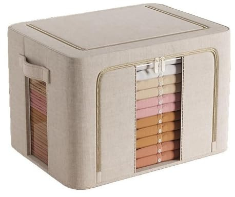 ZJIQOH Organizzatore Pieghevole per Vestiti, Scatole Rigide per Armadio In Tessuto e Metallo, Contenitori Salvaspazio Porta Letto per Piumoni Trapunte Coperte(L 40 x W 30 x H 20 cm)
