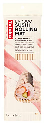 Yutaka Bamboo Rolling Mat for Sushi – 24cm x 24cm | Traditional Japanese Maki & Uramaki Rolling Tool | Eco-Friendly, Easy to Clean, Durable, Beige