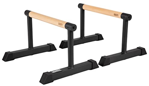 Gravity Fitness Parallettes mit Holzgriffen – medium Dip Bars für stabilen Halt bei calisthenics, körpergewichtstraining, gymnastik, home gym und Fitnessstudio