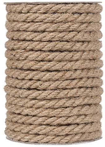 Tenn Well 10mm Jute Rope, 50 Feet 3/8 inch Heavy Duty and Thick Twine Decorative Rope for Crafting, Cat Scratch Post, Gardening, Farmhouse Decor, Home Decor