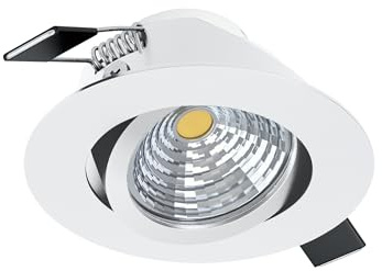 Eglo Foco empotrable LED Saliceto, spot de techo regulable, redondo y plano | aluminio blanco, luz cálida, Ø 8,8 cm