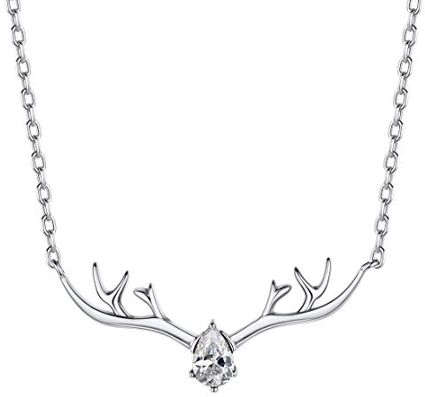 ChicSilver Damen Geweih SchlüsselbeineKette 925 Silber Choker mit Zirkonia als Alltag Schmuck