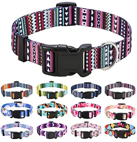Mihqy Dog Collar for Medium Dogs, Fashion Design, Bohemian Purple,M | Neck Fit 12.9-21.6, Multiple Patterns,4 Sizes for Small Medium Large Dogs, Comfortable for Walks and Outdoor Hikes