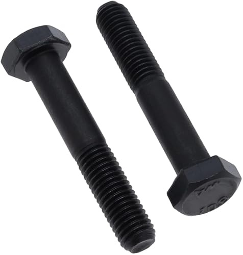 Tornillos de Cabeza Hexagonal con Vástago M14X100 (Pack of 2) Tornillos Mitad Roscada Hexagonales Clase 10.9 Acero de Color Negro Normativa Certificada DIN931 (14mm x 100mm)