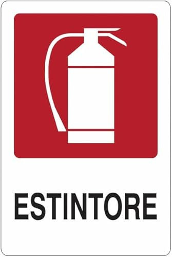 Estintore - CARTELLO SEGNALETICO in Adesivo Resistente, Pannello in Forex o Pannello In Alluminio (ADESIVO 10X15 CM)