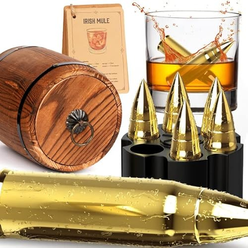 Oaksea Whiskey Stones Gifts Set for Men Dad Him, Reusable Stainless Steel Ice Cubes for Drinking, Fathers Day Anniversary Birthday Gifts for Husband Boyfriend Brother, Bourbon Man Cave Cool Stuff