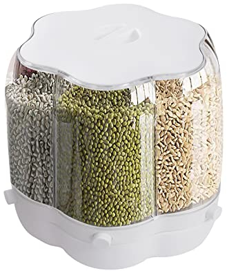Cutycaty Müslidispenser 8 kg 360° rotation förvaringsburkar set livsmedelsdispenser, flingor, vit