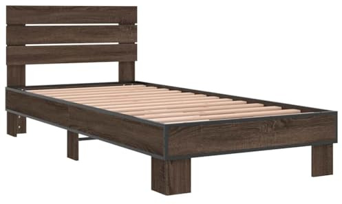 vidaXL Giroletto Rovere Marrone 90x200 cm Legno Multistrato e Metallo