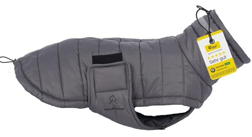 Wanderpfote Hundemantel in Grau, Größe XL – synthetische Daunenjacke Hundejacke Stilvoll und Elegant – Hundemantel Wasserdicht – mittelgroße & große Hunde – Hundemantel Winter, Wintermantel Hund