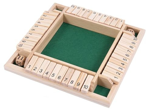 JNOUCS Shut The Box Game, Traditional Wooden Table Math Board Game, Multiplayer, Ages 9+, 13-14 Years, Classic Green Number Theme, Portable, Promotes Social Interaction & Thinking Exercise