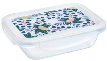 Pyrex Cook & Go LunchBox Rectangulares Tapa hermética Colorida 0,8L - Cristal de borosilicato - Compatible con horno, microondas y lavavajillas - Made in France (Floral)