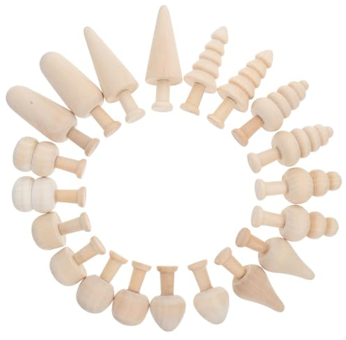 LALAFINA 20Pcs DIY Unfinished Wooden Tree Decorations Mini Wood Trees for Kids Painting Easter Christmas Crafts and Creative Activities