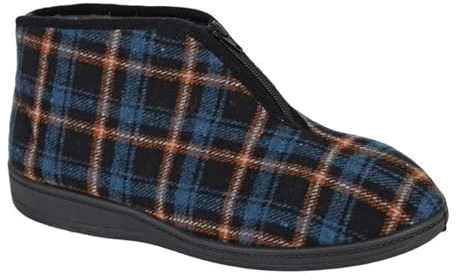 Sleepers Mens Travis Thermal Zip Fastening Bootee Slippers/Ankle Slippers/Boot Slippers Navy Blue