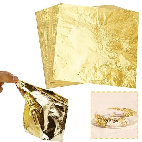 100 Gold Leaf Sheets for Crafts, 9x9 cm – for Acrylic Painting, Furniture Decoration, Nail Art, and Creative DIY Projects