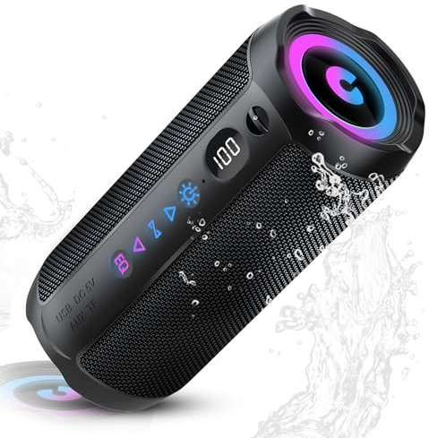 Altavoz Bluetooth Portátil 25W, Potente Altavoz Bluetooth, Altavoces Graves Duales, 25H Reproducción, IPX7, RGB, Emparejamiento TWS, AUX, TF, USB, Ideal Para Actividades Aire Libre, Fiestas,Viajes.