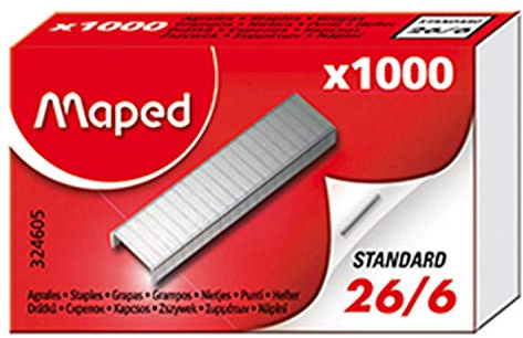 Maped - Boîte d'Agrafes 26/6 - Boîte de 1000 agrafes en Acier Inoxydable