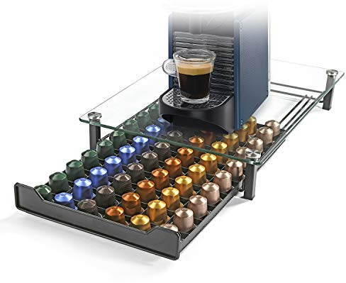 HiveNets Nespresso Kaffee Kapsel Halter Kapselständer Kapseln Hartglas Schubladen Organiser für 60 Stück