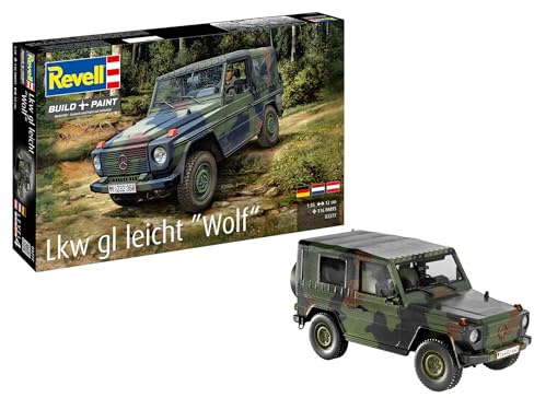 Revell Modellbausatz LKW GL Leicht Wolf I Maßstab 1:35 I Detailgetreue Nachbildung mit vielseitigen Darstellungsmöglichkeiten I Abziehbilder für Verschiedene Einsatzszenarien