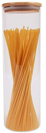 ORNAMI Airtight Glass Pantry Storage Canister Jar with Bamboo Lid | BPA-Free, Clear Kitchen Storage Jar (1 pcs, 2L)