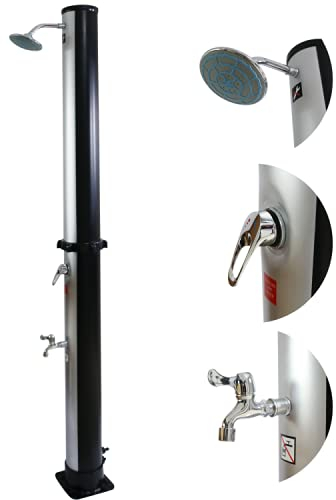 Melko Douche solaire 20 litres - Douche de jardin - Douche de piscine - Douche d'extérieur - Douche de camping - Coloris au choix (argenté)