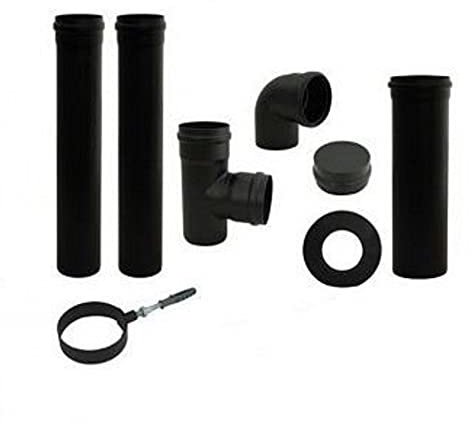 kit tubi stufa a pellet tubi acciaio nero montaggio 80mm curva guarnizione tee
