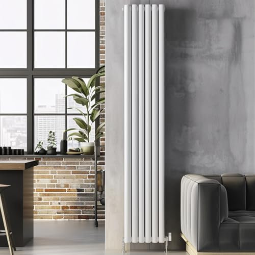 Go Bathrooms Vertical Radiator 1500 x 350 White Oval Double Column Panel Central Heating Radiator Bathroom Radiator White Vertical Kitchen Radiator