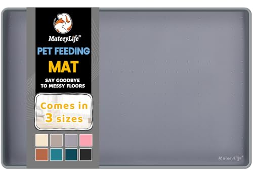 MateeyLife Tappetino Sottociotola per Cani Grande, Antiscivolo Tappetino Silicone Ciotole per Cani, Tappeto Ciotole Cane, Tovaglietta Silicone Cane, Sottociotola Cibo Gatti con Bordo, 55 x 30 cm