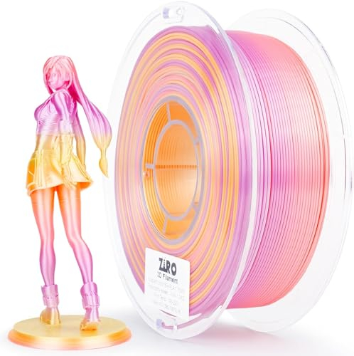 ZIRO Seide Multicolor Filament 1.75mm PLA, Seide Dreifarbig 3D Drucker Filament, Regenbogen Silk PLA, 1kg/2.2lb Spule, Passen die Meisten 3D Drucker, Persönlichkeit Serie- Süß