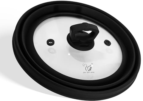 COMATOP AGS27 - Cubierta de vidrio templado para microondas, cubierta de silicona plegable para platos de microondas de 10.5 pulgadas (negro), AGS27