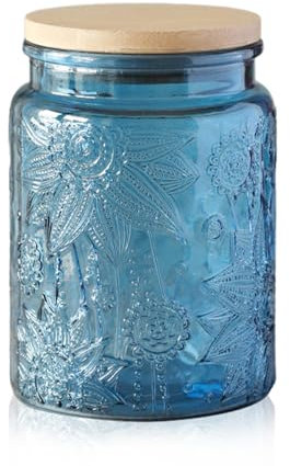 kiss me Vintage Glass Jars with Lid, 700ml/24oz Airtight Colored Mason Jar Biscuit Tin Cookie Tea Coffee Sugar Canisters Candy Jar for Kitchen Counter, Pantry (1 pack-700ml) (1 pack-700ml)