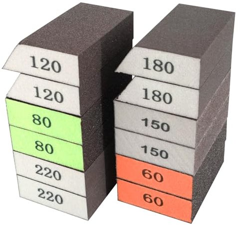 TayBong 12 Stück Schleifschwämme, wiederverwendbar, Schleifklotz Set, Schleifblock für Holz, Metall, Autolack, Nass- und Trockenschliff