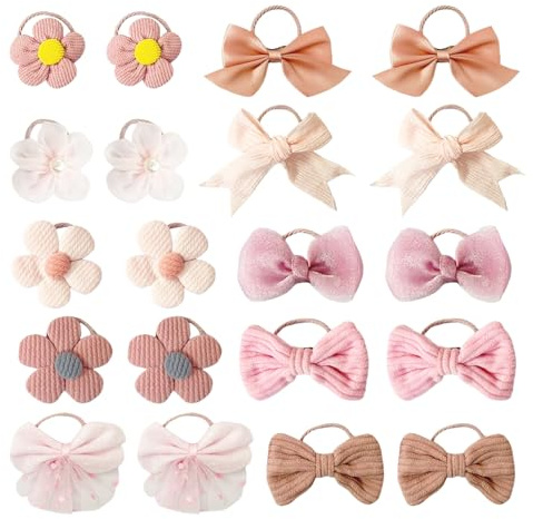 20 Pieces Of Pink Children'S Rubber Bands, Cute Hair Accessories, Bow Hair Accessories, Flower Hair Accessories, Elastic Hair Rings, Hair Accessories