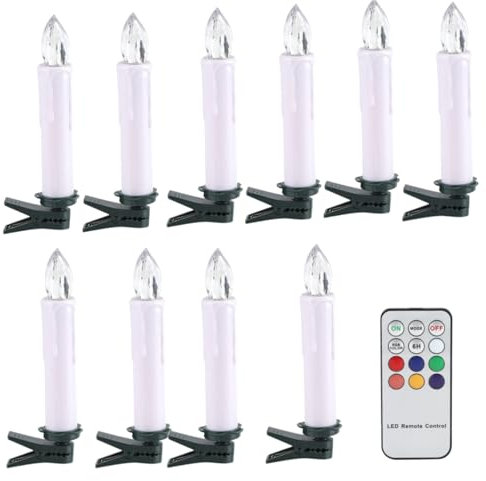 Candele con clip per albero di Natale da 10 pezzi, candele senza fiamma Candele natalizie a LED Candele luminose con clip Candele a LED con telecomando