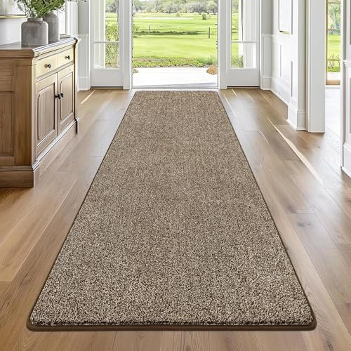 Enyhom Carpet Runners for Hallways Non Slip, 80 x 300 cm Long Kitchen Floor Runner Machine Washable Hall Runners for Hallway Entryway Corridor,Khaki