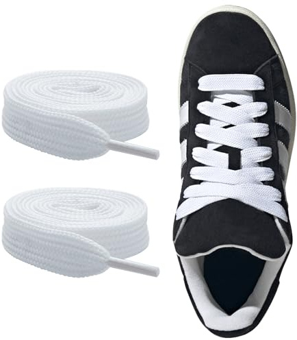 CCSOFTIME Lacci Scarpe bianchi Piatti 16mm per Adidas Campus 00s Sneaker, Lacci Sostitutivi Spessi per Uomo e Donna 140 CM