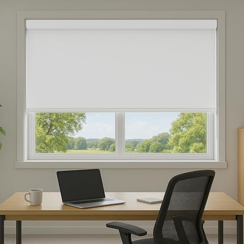 DH DREAMER HOME Estor Enrollable Opaco - Persiana Fácil de Instalar Resistente a la Humedad y Los Rayos UV para Ventanas y Puertas - Tamaño 120x200cm - Color Blanco