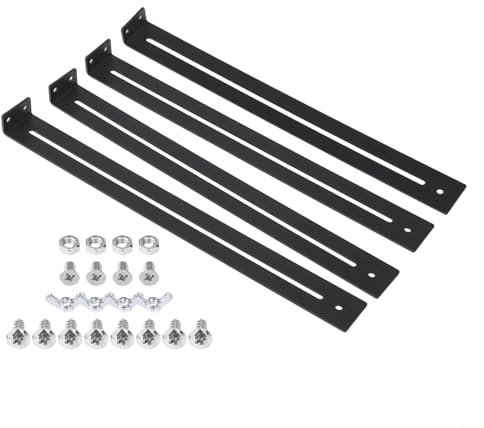 Kit de réparation de tiroir - Support coulissant sous montage - Matériel de renfort en métal pour tiroir d'armoire, fond de meuble en bois - Panneau de particules MDF - 33 à 61 cm - Noir (2 ensembles)