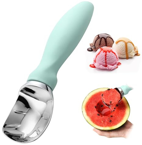 19 cm/7,4 tum förtjockning glassskopa, kök slitstark metall glasskopa för Gelato Sorbet melon fryst yoghurt (mintgrön)
