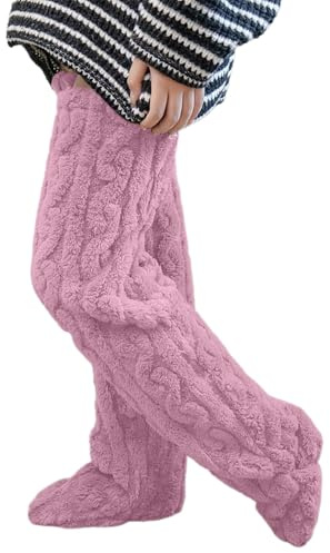 Calzettoni Donna Invernali in Pile,Coprigambe Caldo Invernale Calzini al Ginocchio per la casa Pantaloni di Lana Spessi Scaldamuscoli Moda Calzini Elastici Morbidi