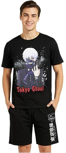 Get Trend Death Note | Attack on Titan | Tokyo Ghoul Pijama Hombre Verano Algodon, XS-XL, Camiseta Manga Cortas & Pantalones Cortos, Ropa de Dormir Cómodo