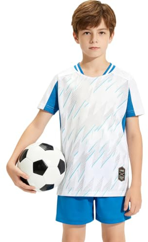 dPois Pojkar snabbtorkande sportset sportskjorta med shorts streetwear | Elastiskt band, cool torr, dragsko, gym, vandring, cykling, fotboll, volleyboll, jogging, gym, tennis, fritid, badminton