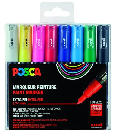POSCA 186708 - POSCA Marker mit extra feiner Rundspitze, 8er Set