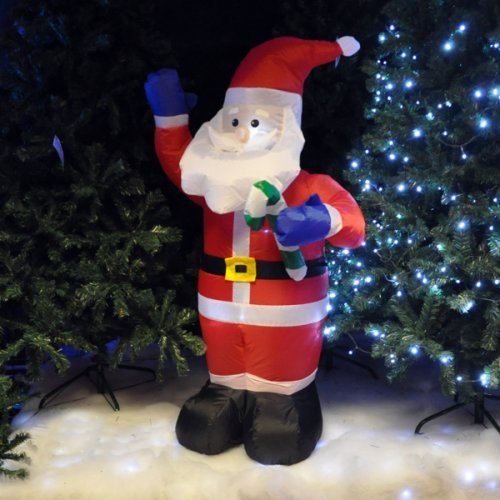 Garden Mile Traditional 4ft 1.2m Inflatable Christmas Santa Claus Snowman Illuminated Electric Blow Up Giant Xmas Festive Figure Father Christmas Ornaments Indoor Outdoor Décor