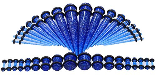 Huacan Boom 36 Stück Ohrdehner, 18 Stück Ohrringe, Ohrstecker, Tunnel, konisch + 18 Stück Plug, Dehnstäbe, Acryl, 1,6 mm-10 mm, Acryl