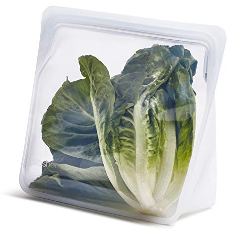 Stasher Stand Up Bag Mega (Clear) | Reusable Sandwich Bags For Travel and Food Storage | Silicone Zip Lock Plastic Bags | 24.1cm x 27.9cm x 3.8cm / 3L